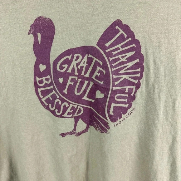 Life is Good Thanksgiving Turkey Lightweight Hoodie Size Small - Picture 2 of 7